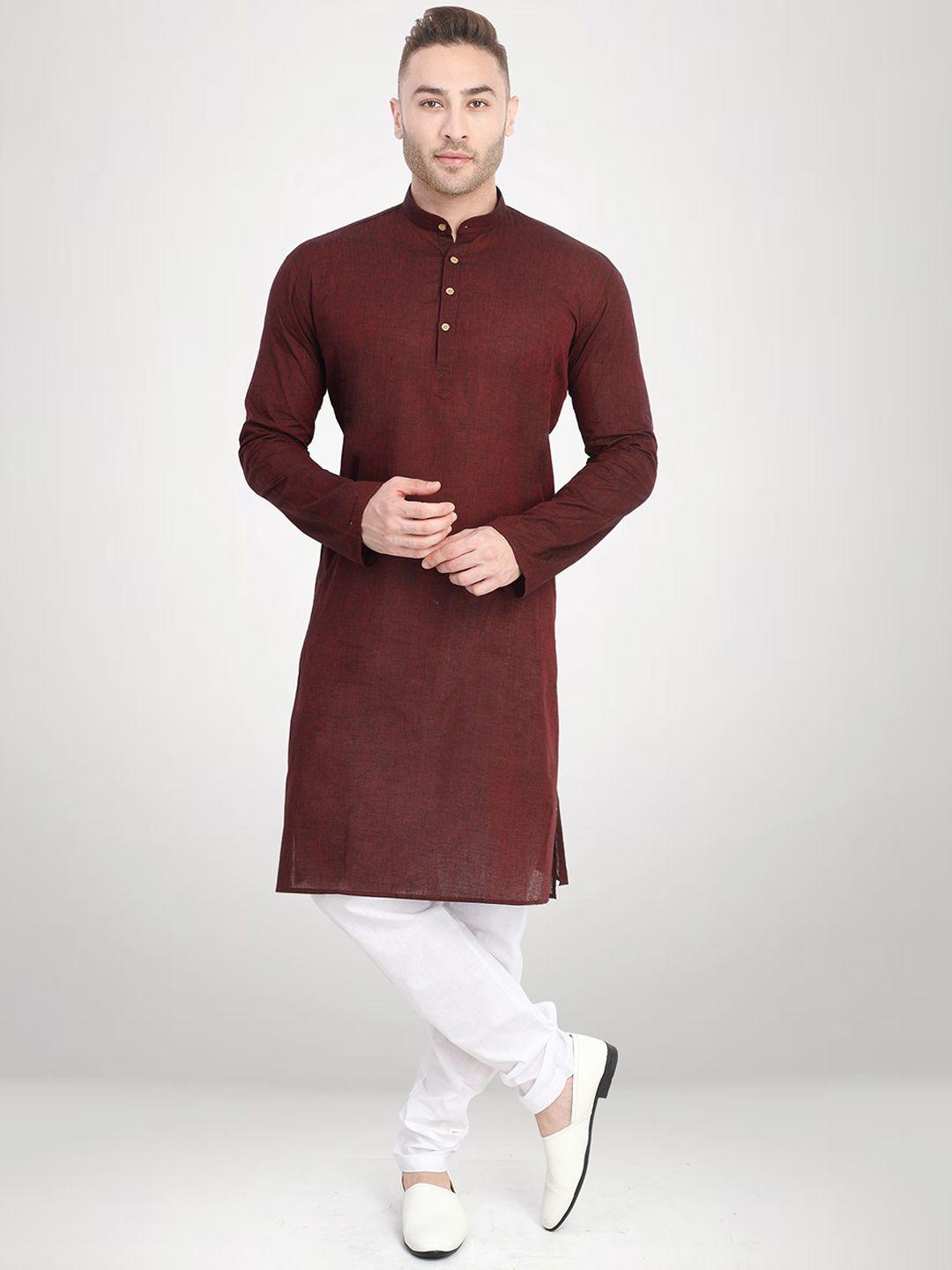 rg designers men brown pleated kurta with pyjamas