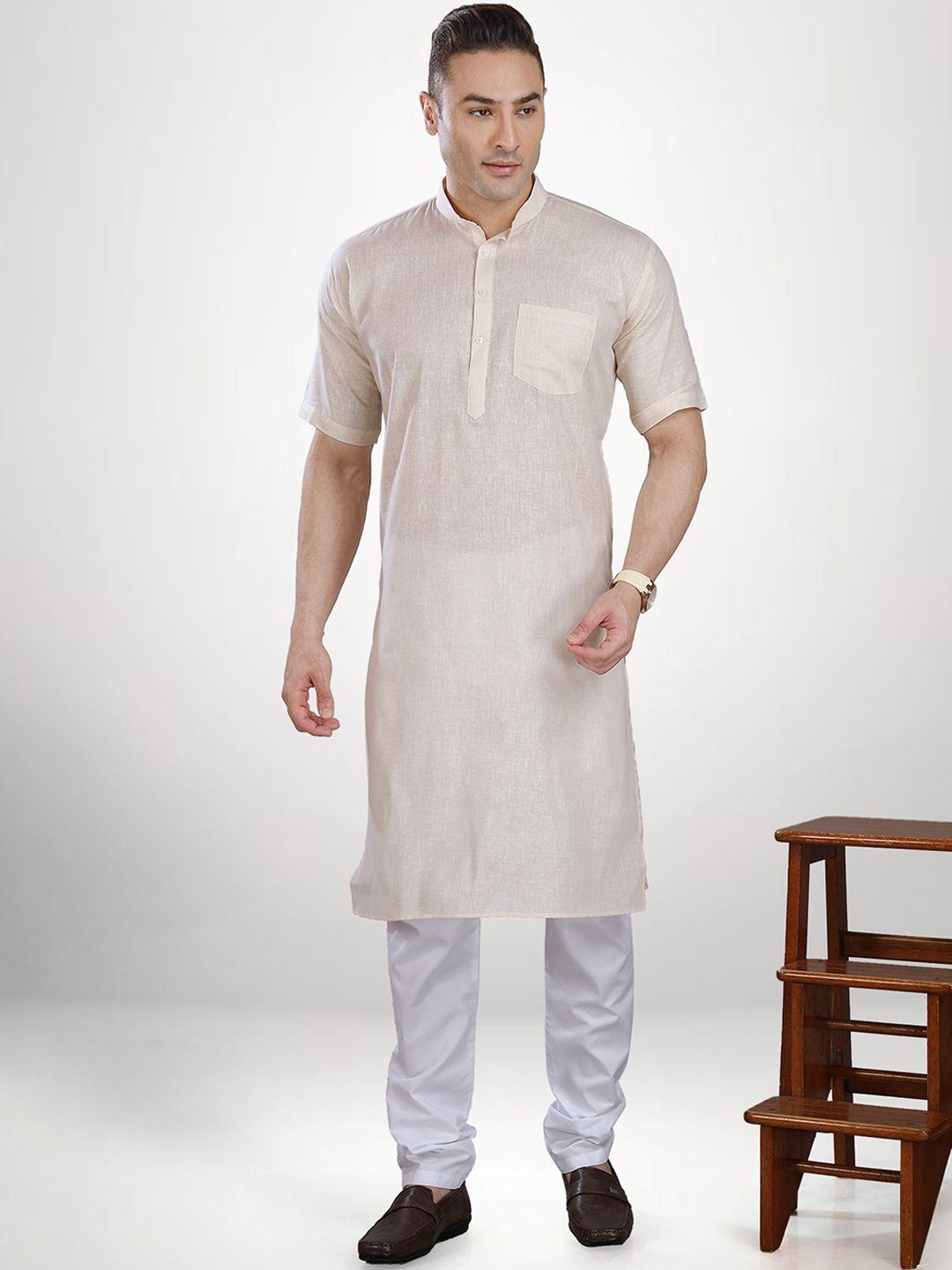 rg designers men cream-coloured kurta with pyjamas