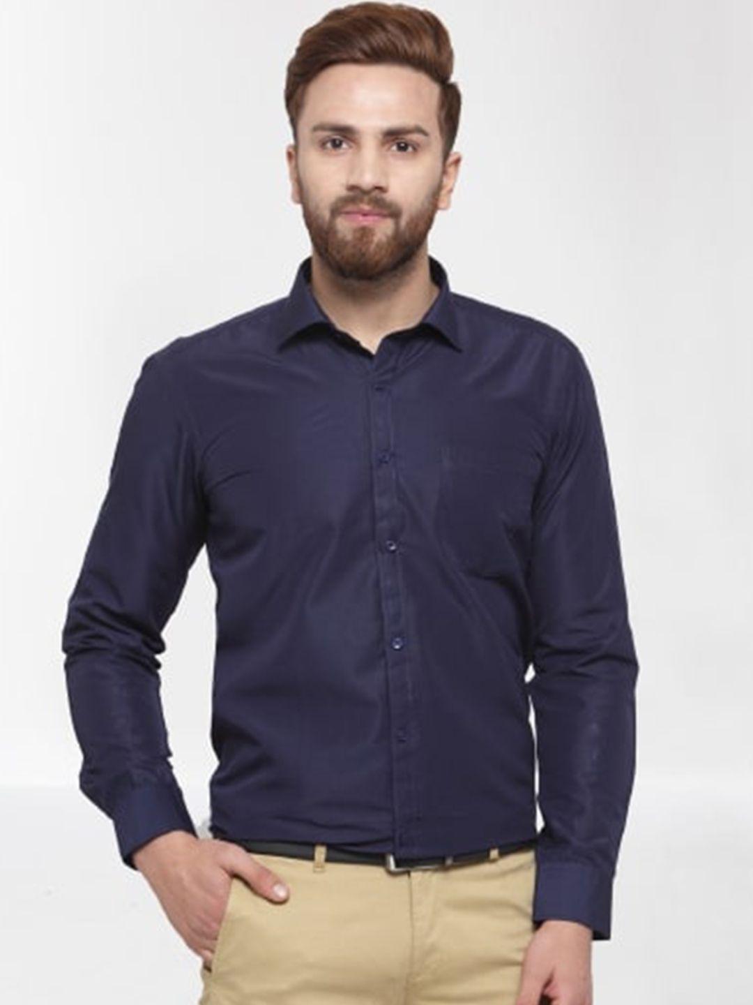 rg designers men navy blue slim fit formal shirt