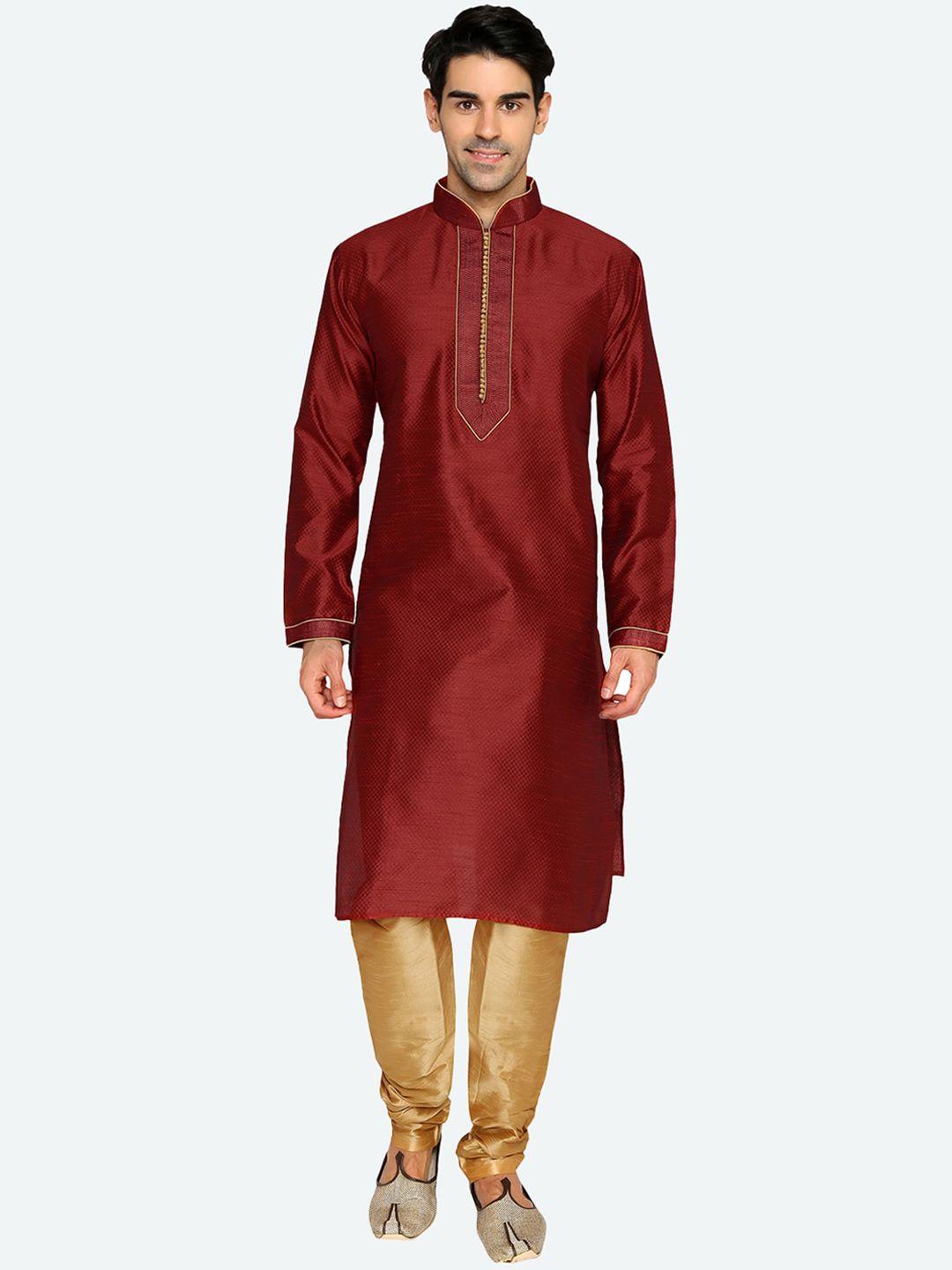 rg designers men red regular kurta with pyjamas