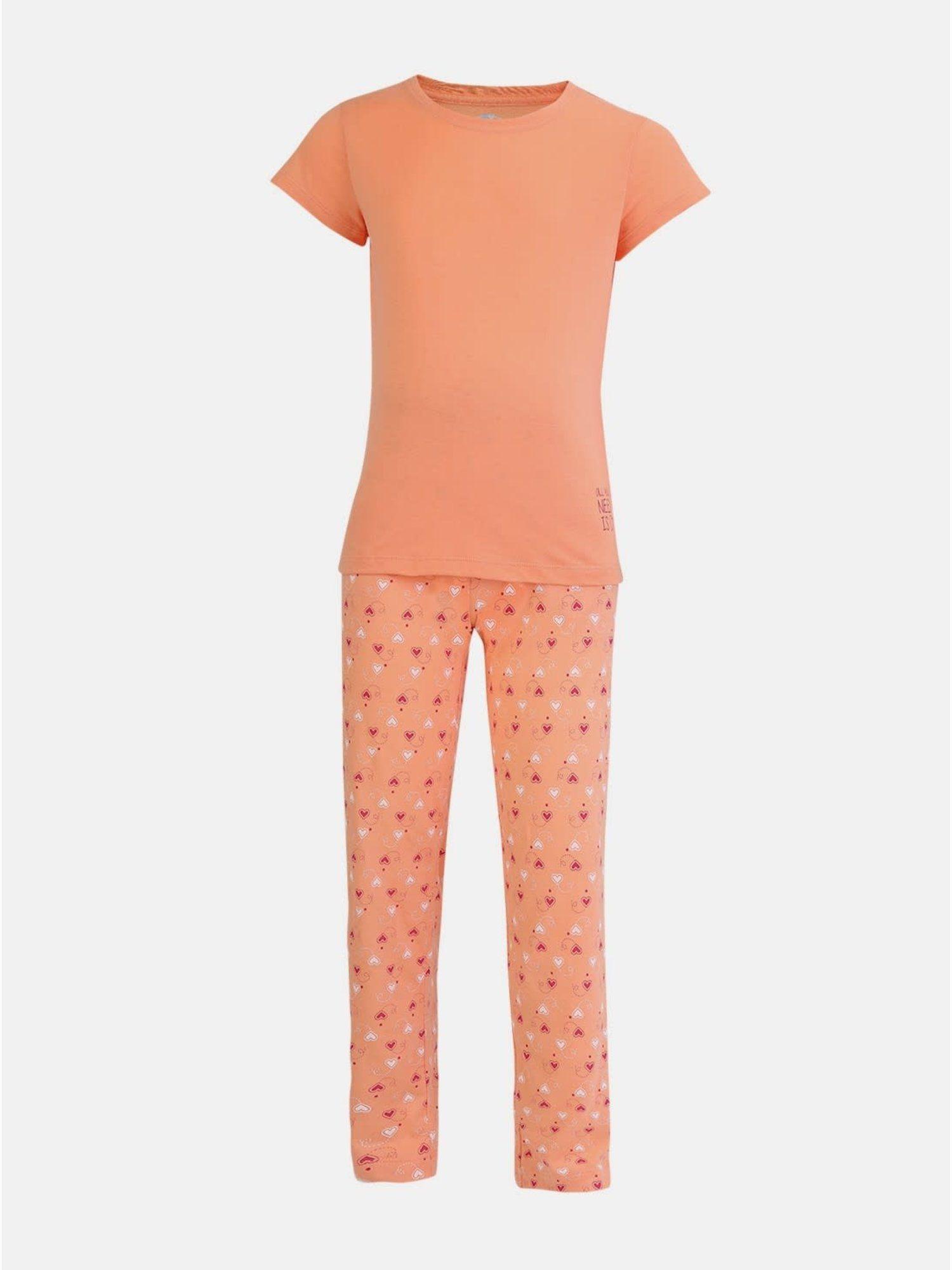 rg12 super combed cotton regular fit pyjama & t-shirt orange