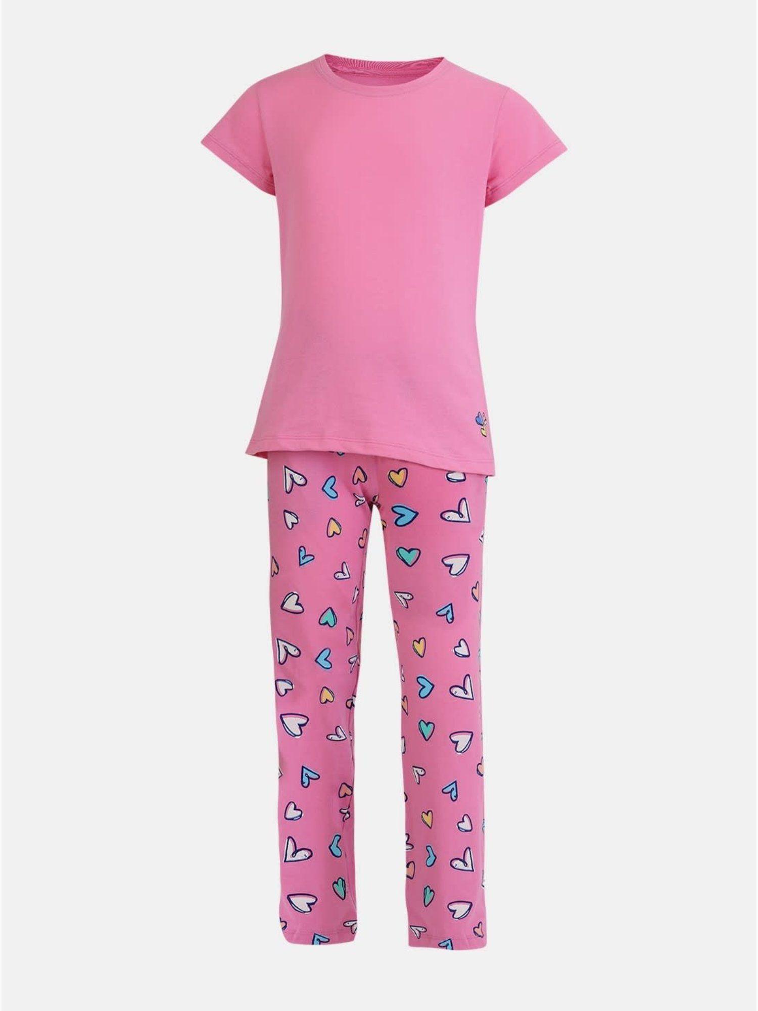 rg12 super combed cotton regular fit pyjama & t-shirt pink