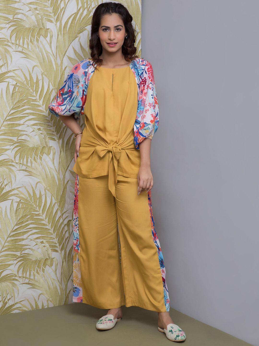 rhe-ana printed boat neck top with trousers