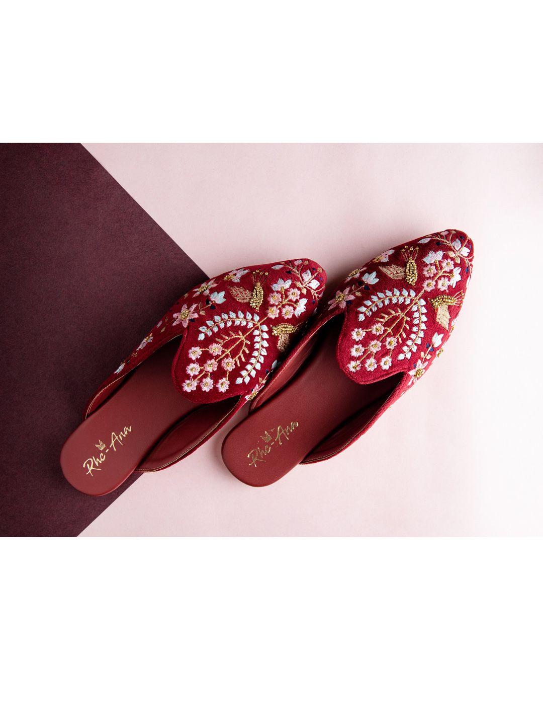 rhe-ana women burgundy party ballerinas with bows flats