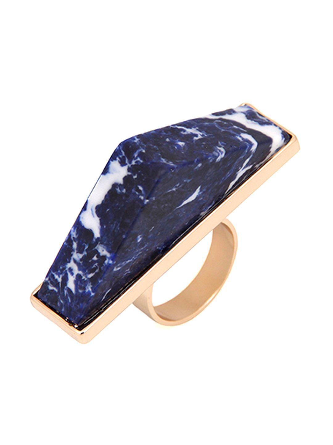 rhea rhodium-plated marble studded finger ring