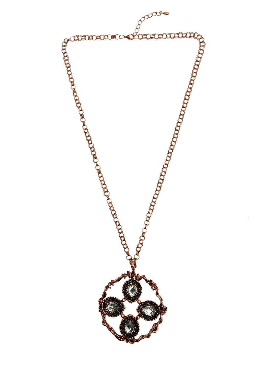 rhea rose gold-plated crystal oversized metal pendant necklace