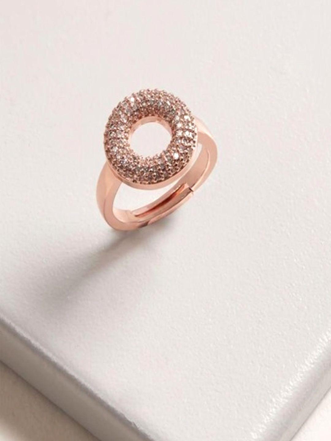 rhea rose gold-plated cubic zirconia-studded adjustable finger ring