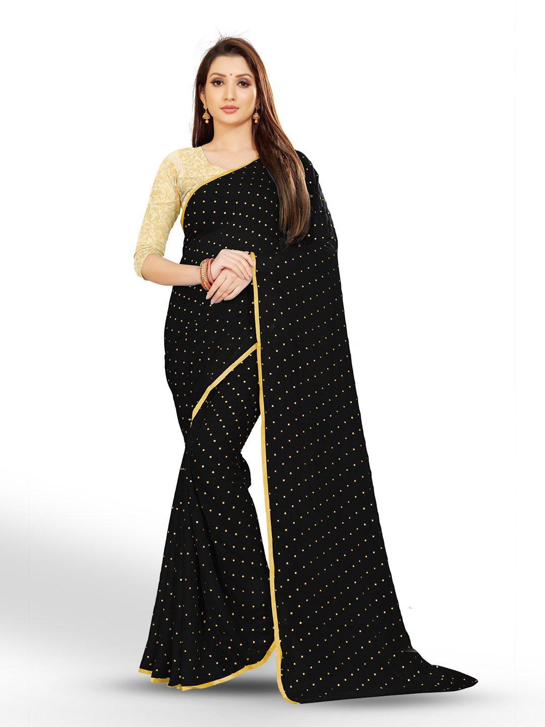 rhey black & gold-toned zari poly chiffon banarasi saree