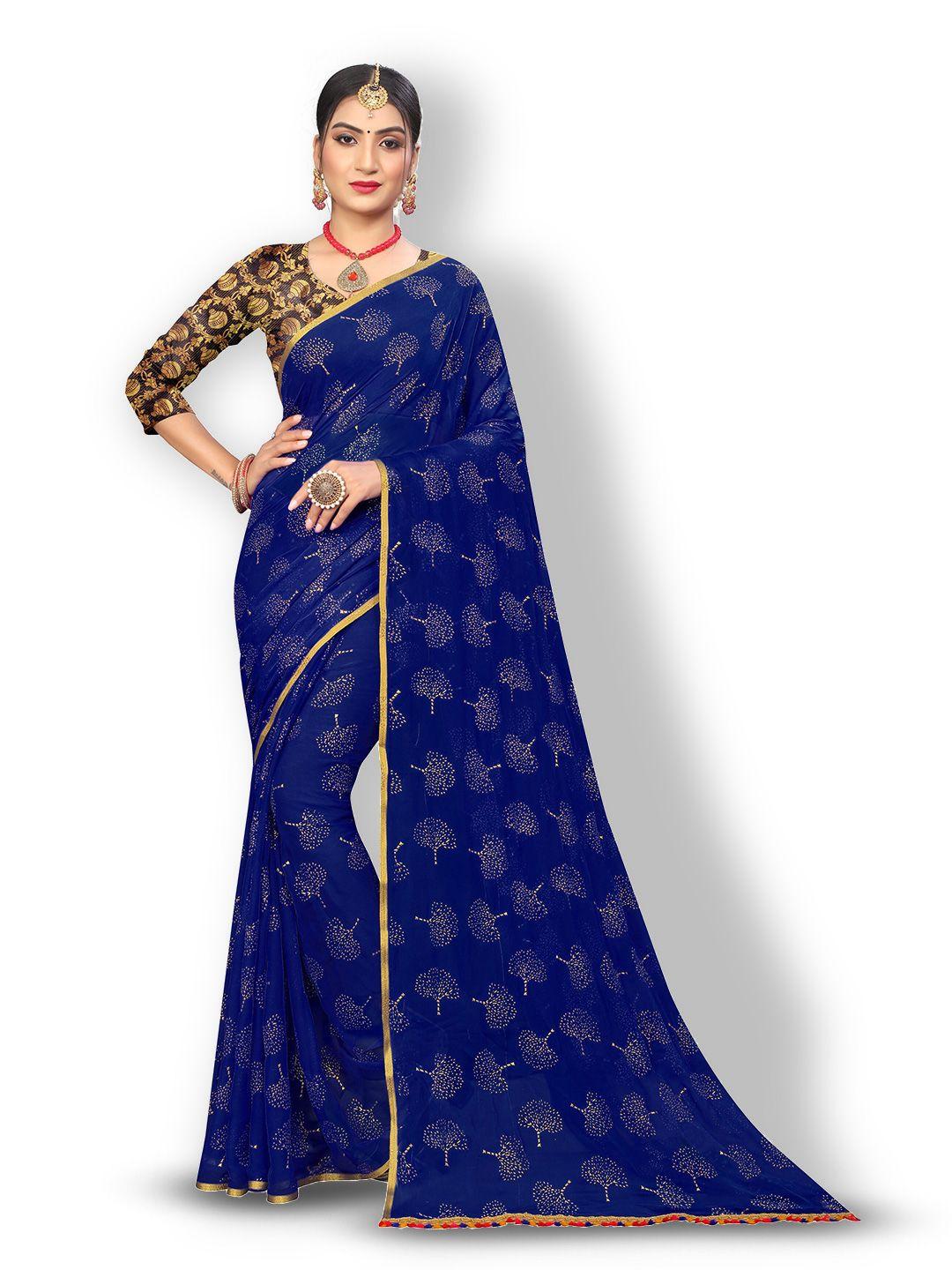 rhey floral foil printed zari saree