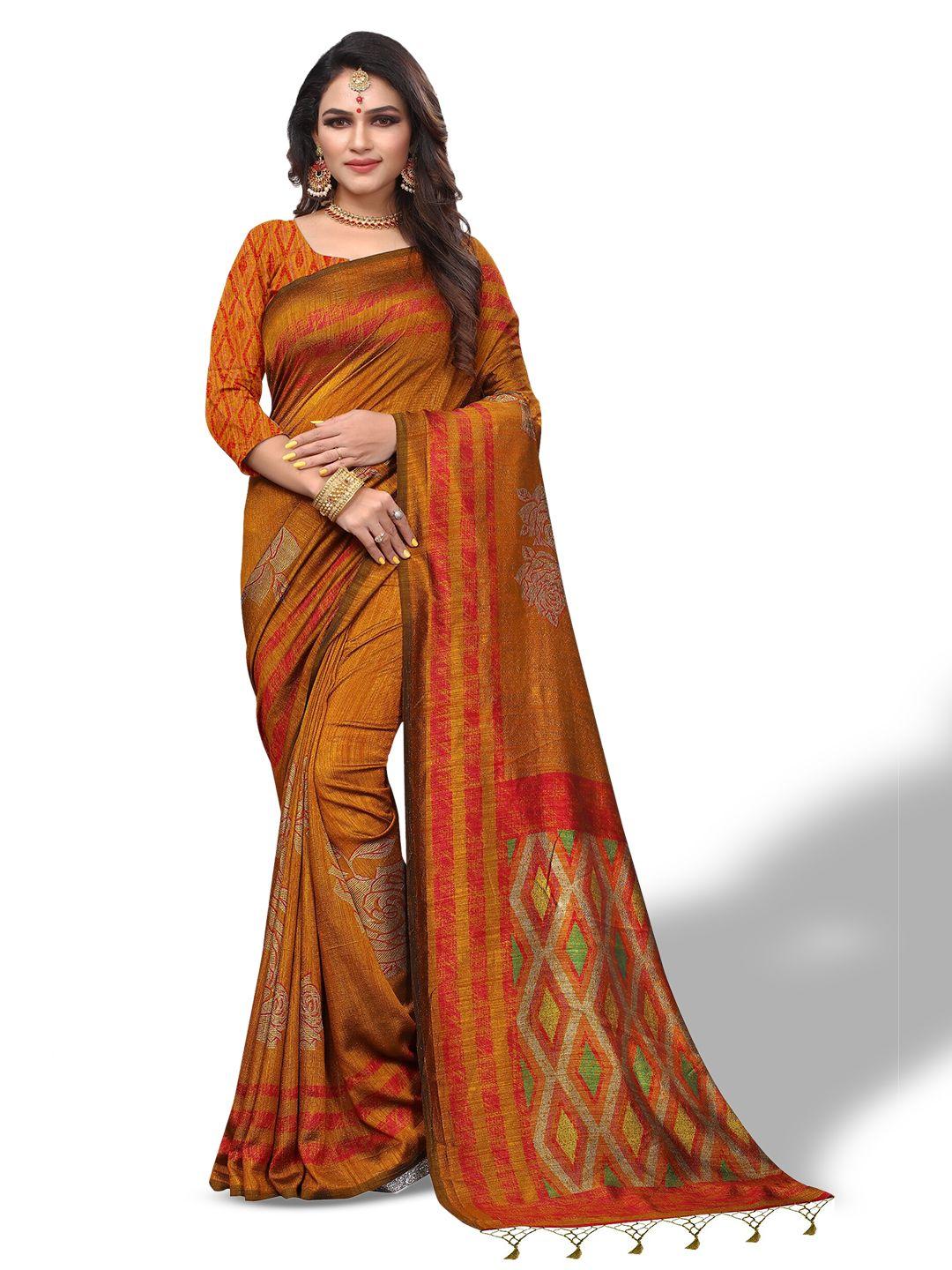 rhey floral printed pure silk saree