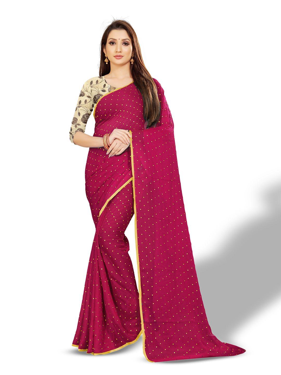 rhey pink & gold-toned zari poly chiffon banarasi saree