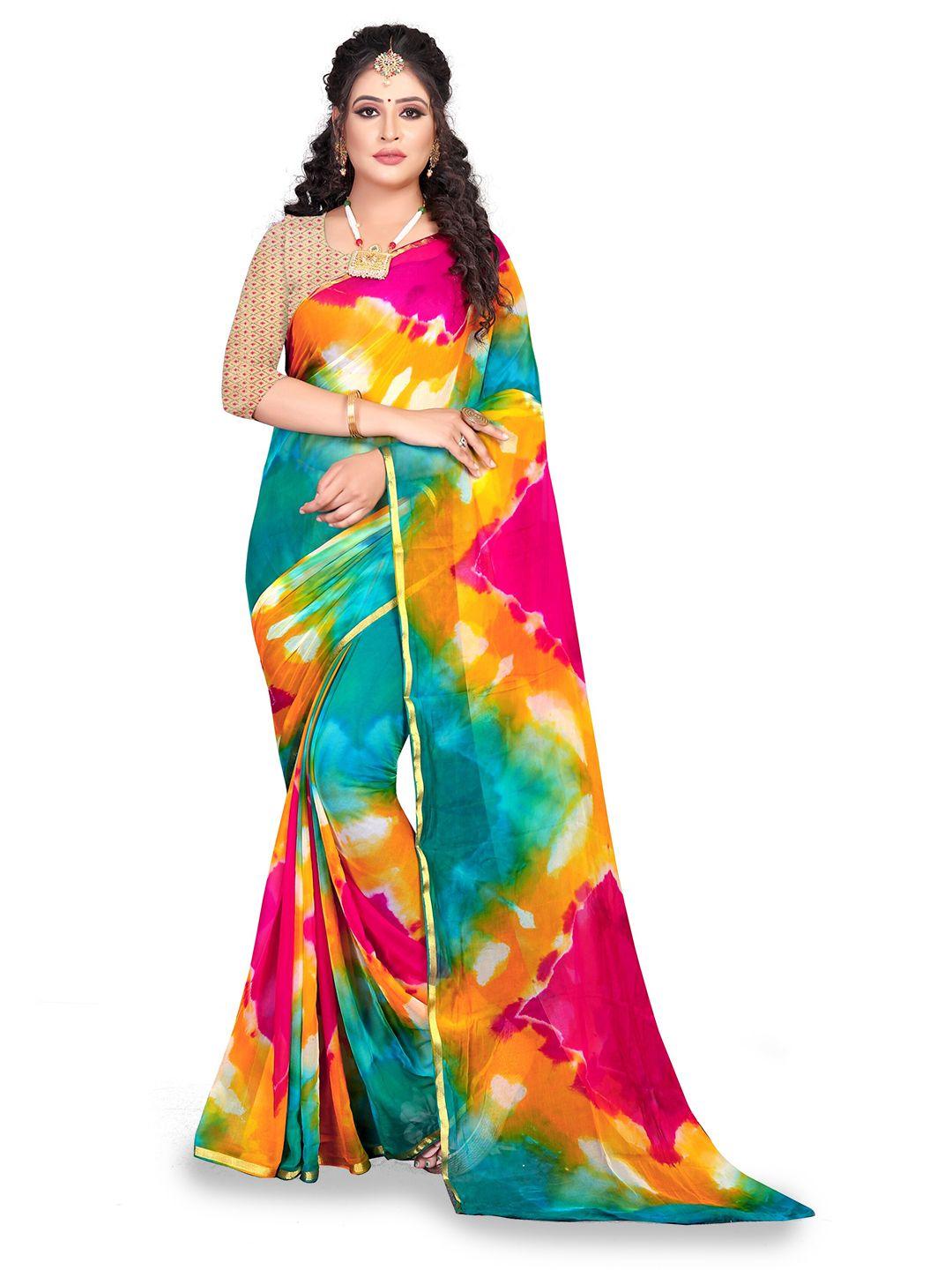 rhey tie & dye zari bandhani saree