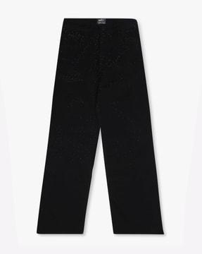 rhinestone embellished wide-leg jeans