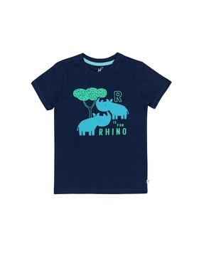 rhino print slim fit round-neck t-shirt
