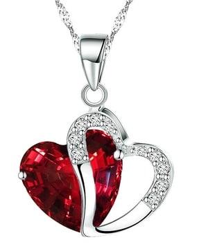 rhodium-plated heart pendant