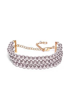 rhodium plated blaze 3 line pearl bracelet