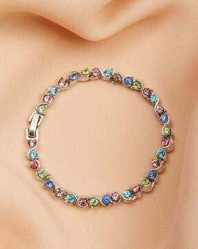 rhodium-plated crystals bracelet - mhbr125