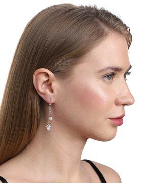 rhodium plated drop earrings - fje2769