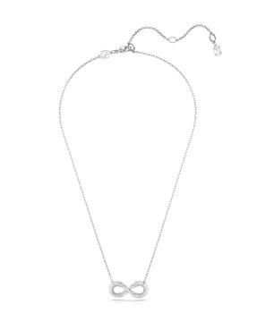 rhodium-plated hyperbola pendant short necklace
