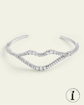 rhodium-plated lip cuff bracelet