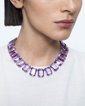 rhodium-plated octagon cut millenia necklace