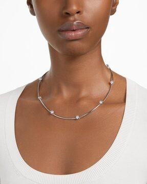 rhodium-plated round cut crystal constella necklace