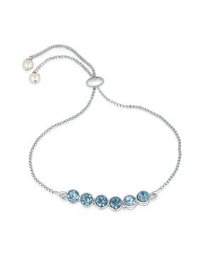 rhodium-plated solitaire crystal adjustable bracelet