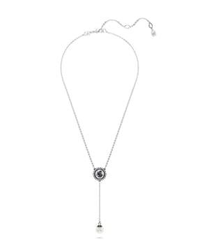 rhodium-plated swan y pendant short necklace