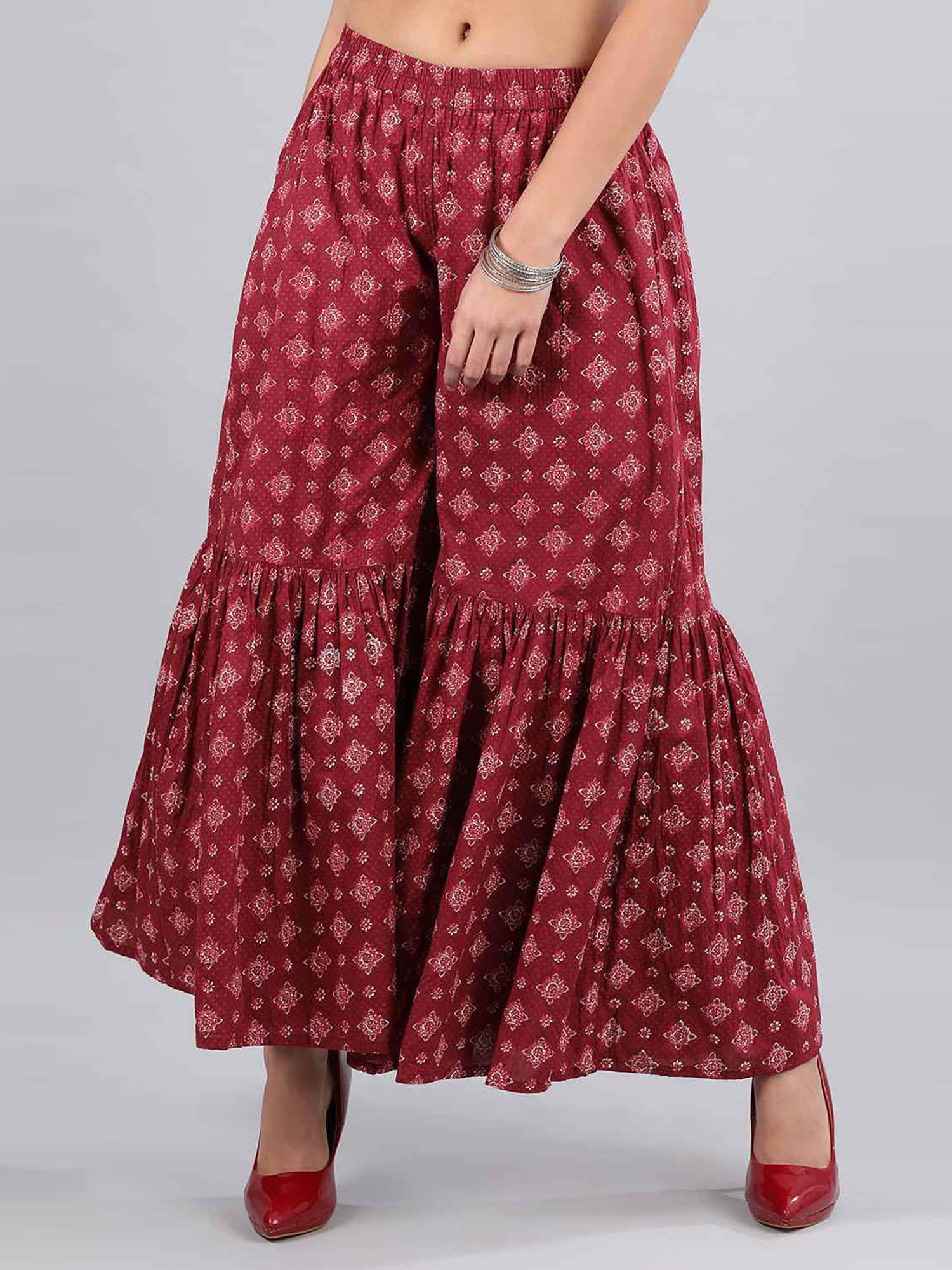 rhubarb maroon printed sharara