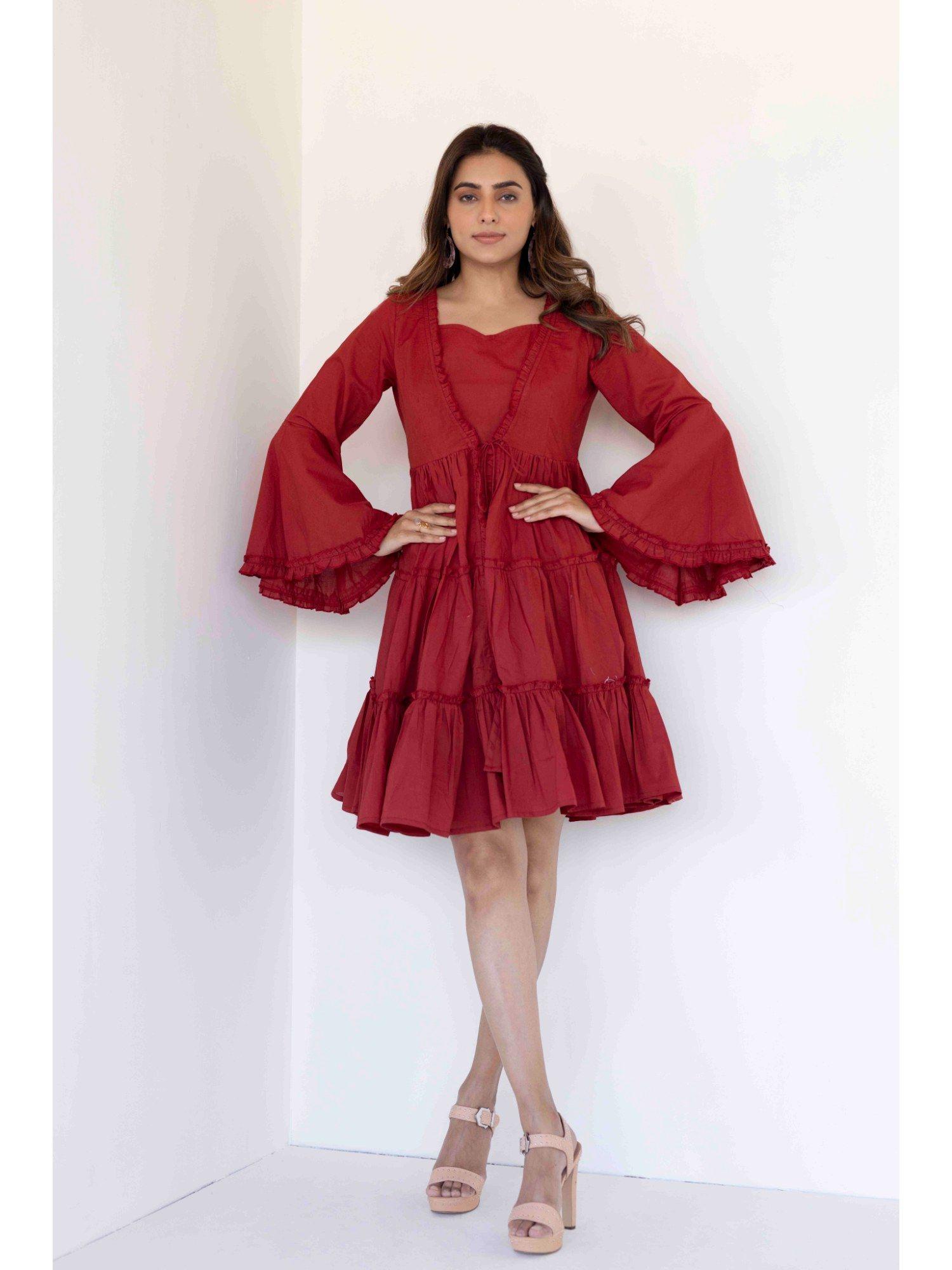 rhythmic red frill dress