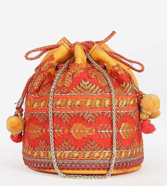 ri.ritu kumar yellow fulwari embroidered potli