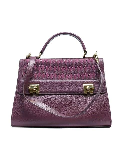 ri2k london maroon leather large textured satchel handbag