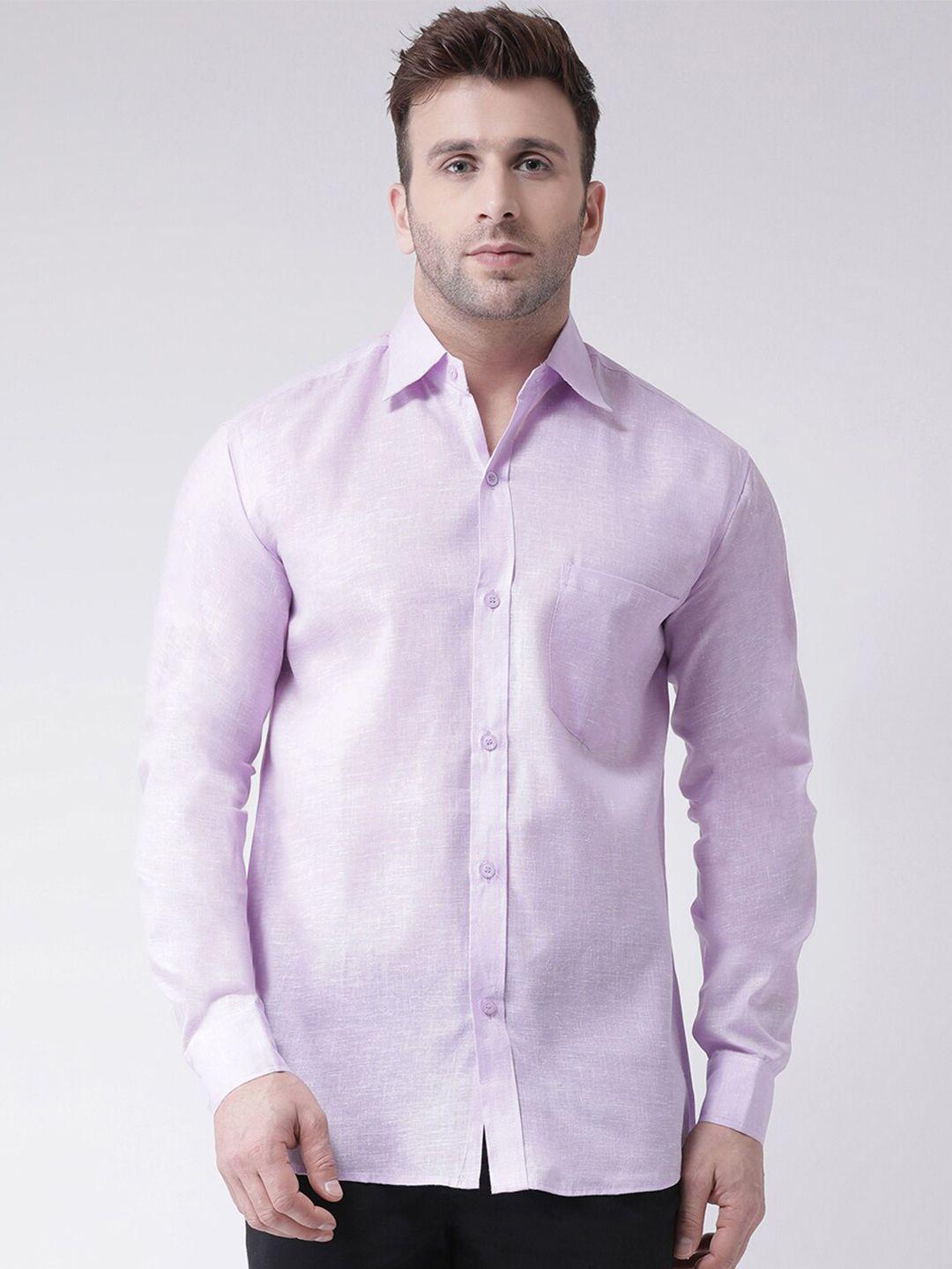 riag men purple solid cotton casual shirt