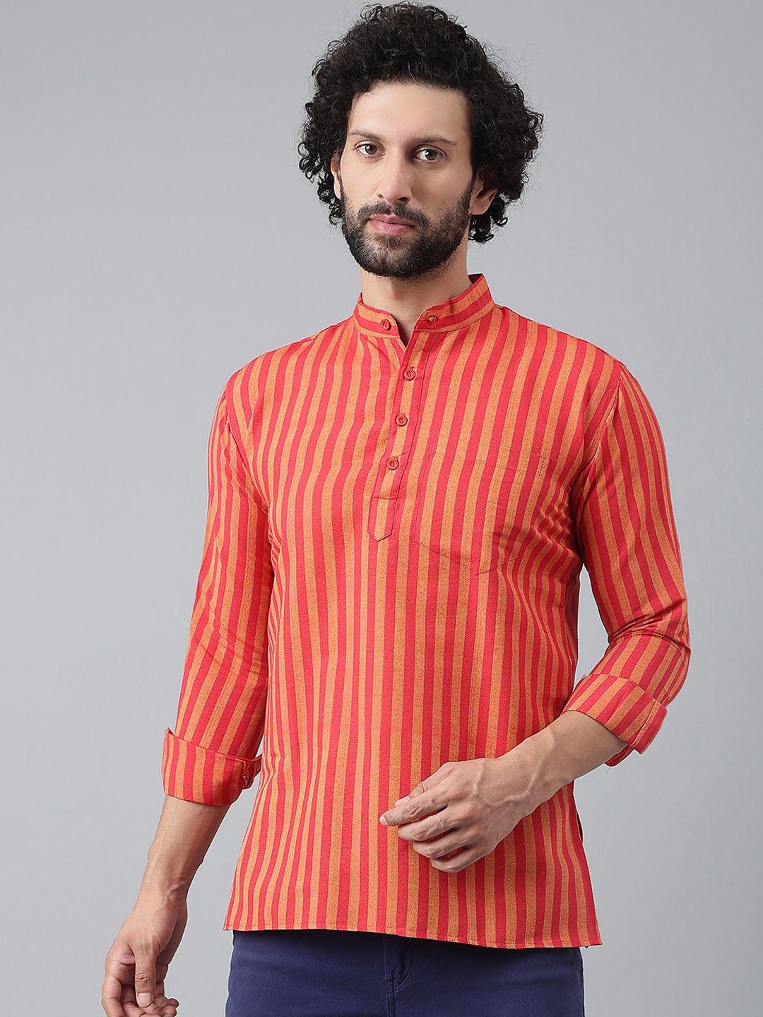 riag men red & yellow striped cotton kurta