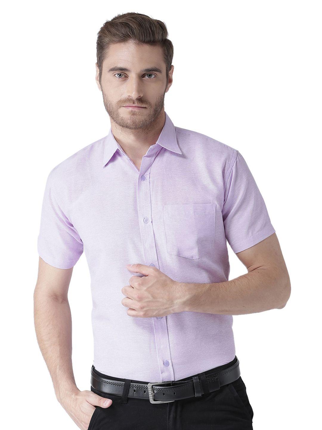 riag men violet half sleeves regular-fit formal shirt