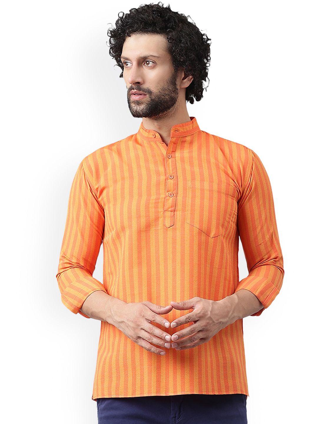 riag striped mandarin collar cotton kurta