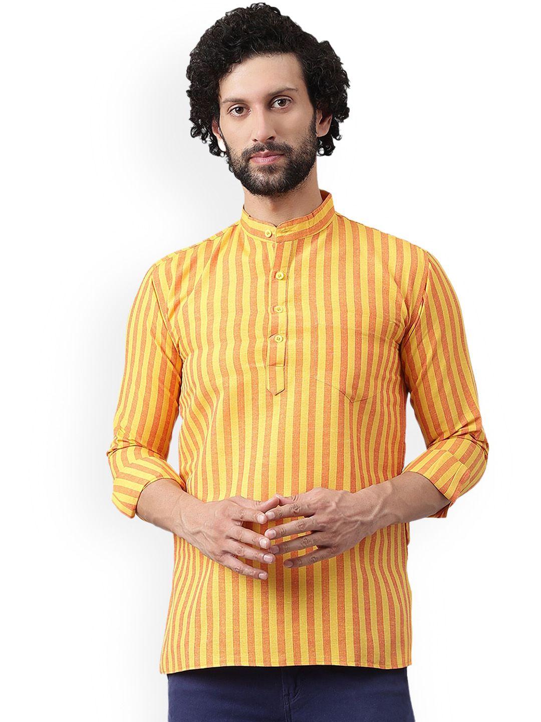 riag striped mandarin collar cotton kurta
