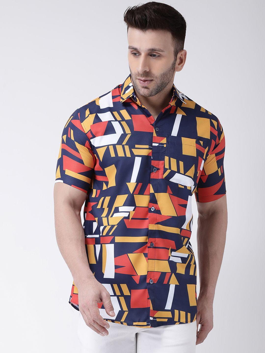 riag geometric printed cotton casual shirt