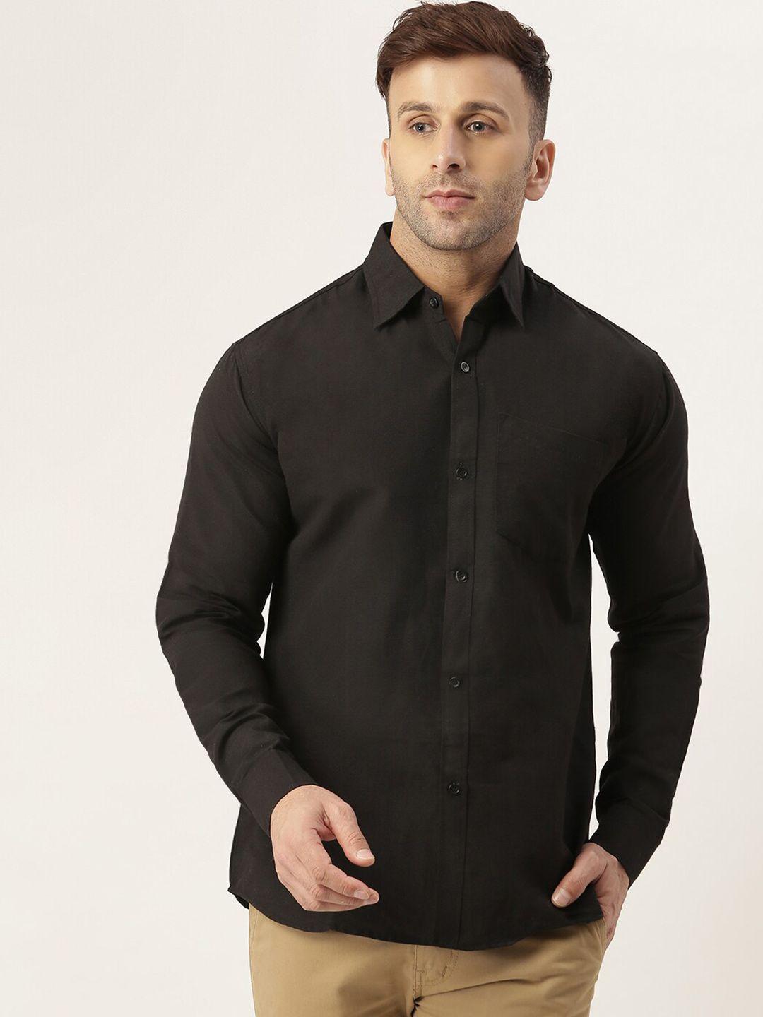 riag men black solid casual full sleeves shirt