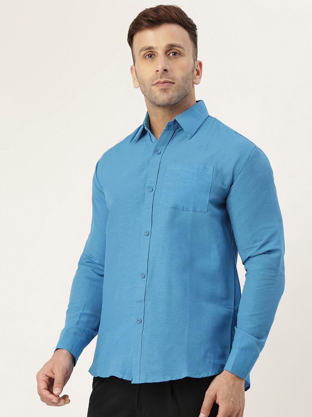 riag men blue checked casual shirt