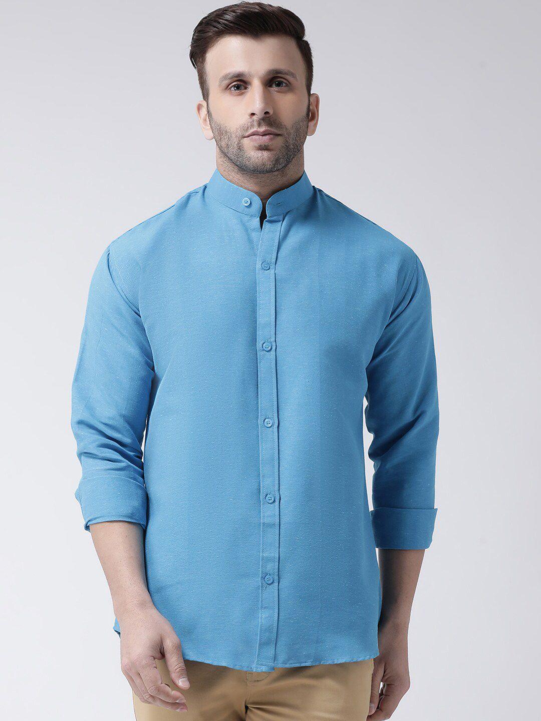 riag men blue solid casual shirt