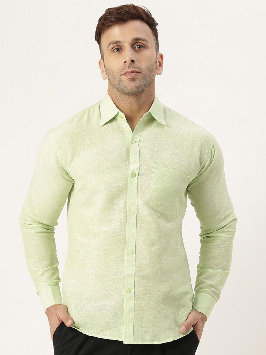 riag men green casual  full sleeves spread collar shirt