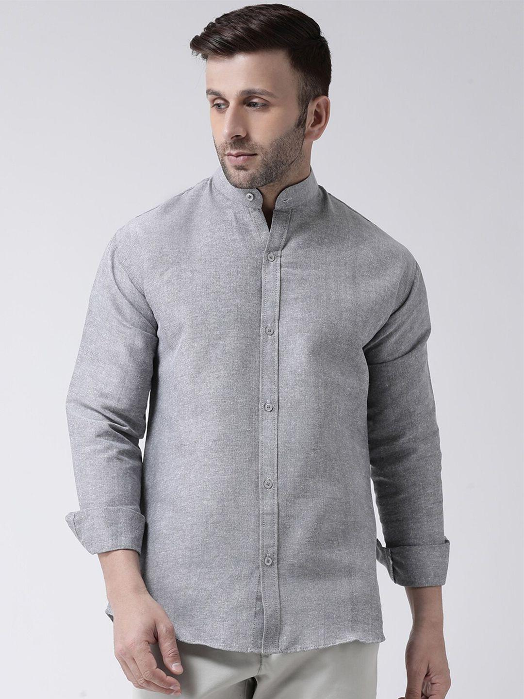 riag men grey solid casual shirt