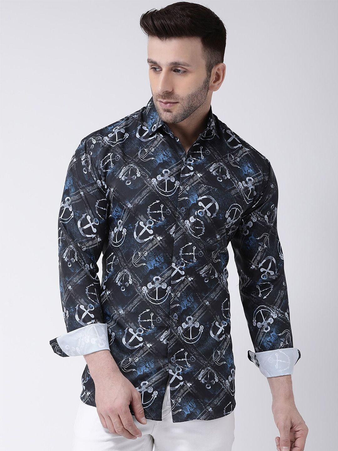 riag men multicoloured regular fit printed cotton casual shirt