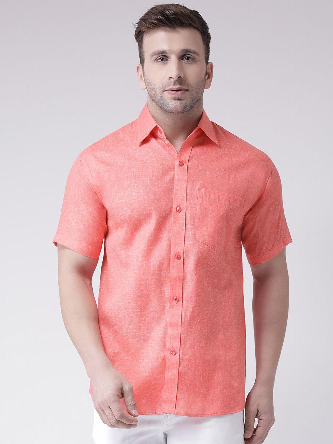 riag men orange casual cotton shirt