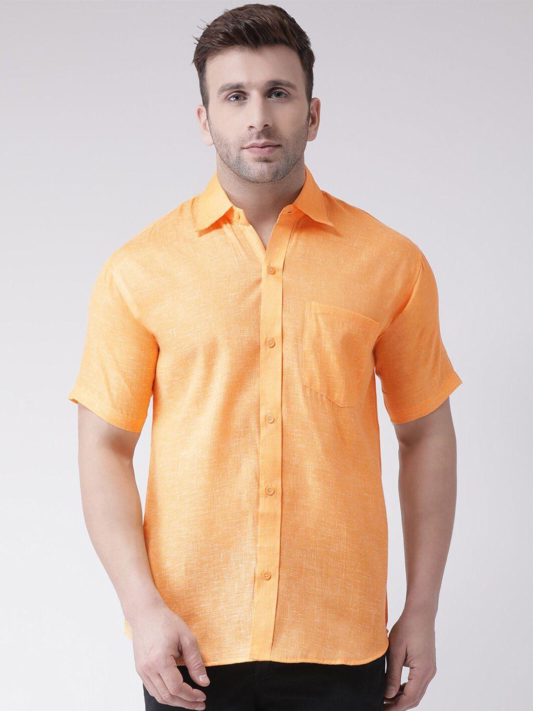 riag men orange cotton casual shirt
