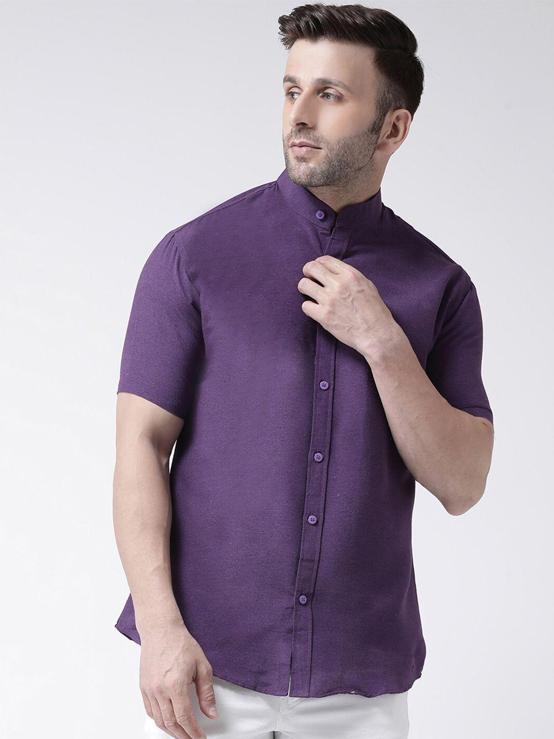 riag men purple solid casual shirt