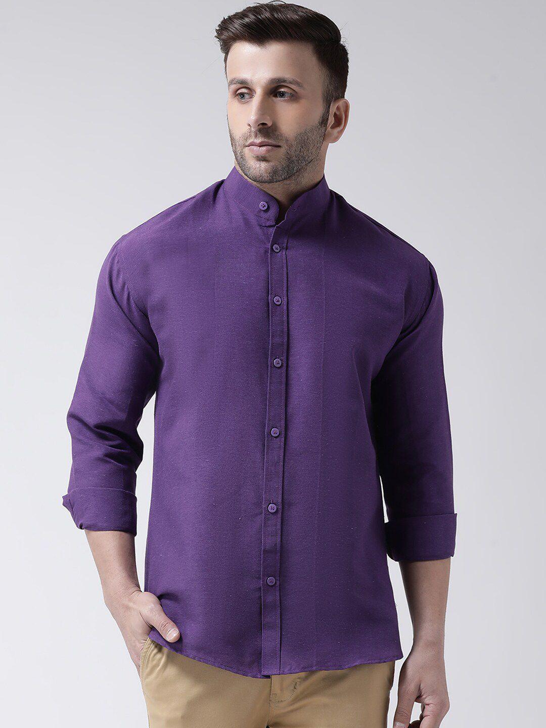 riag men purple solid casual shirt