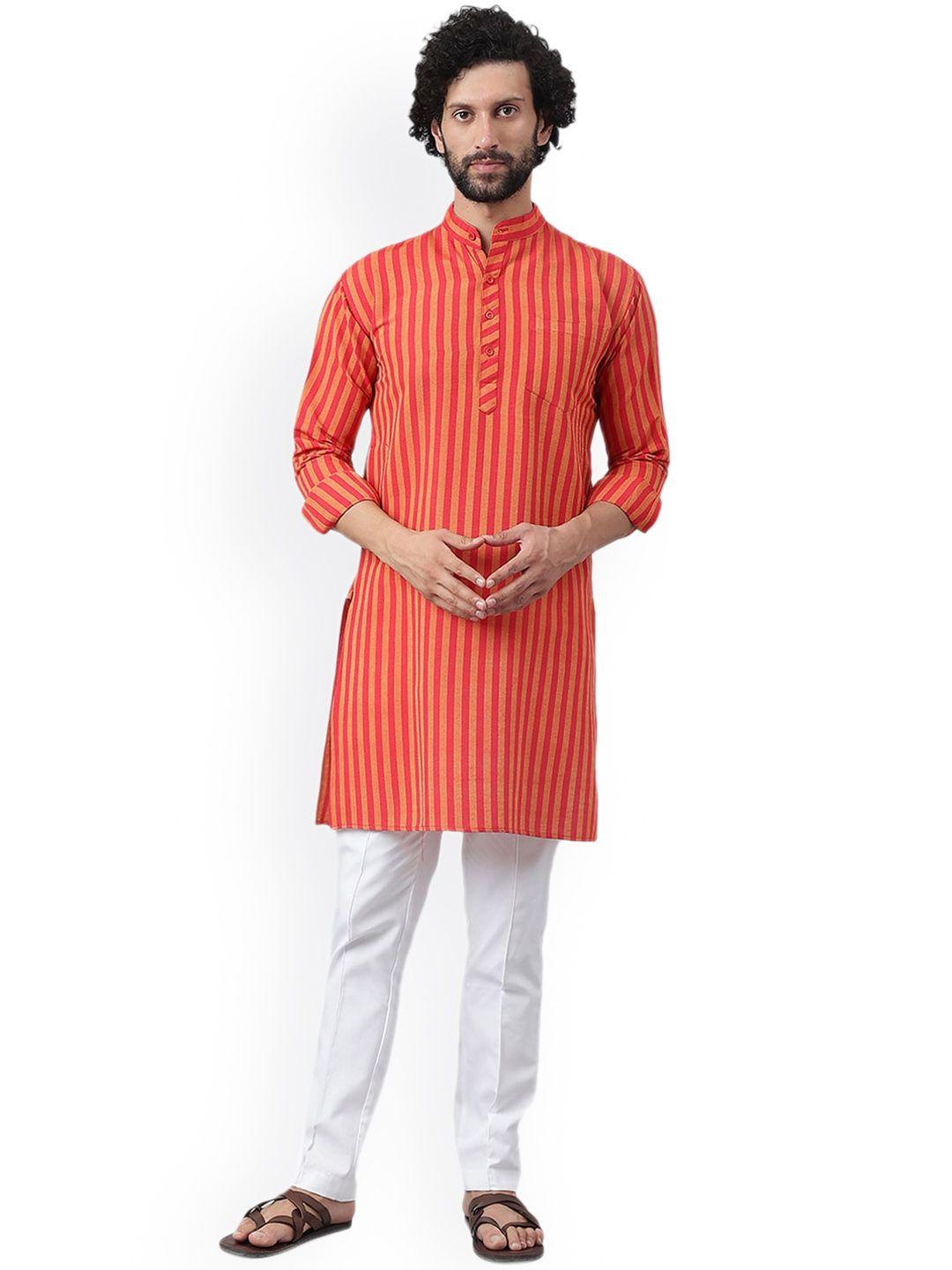 riag striped mandarin collar kurta with pyjamas