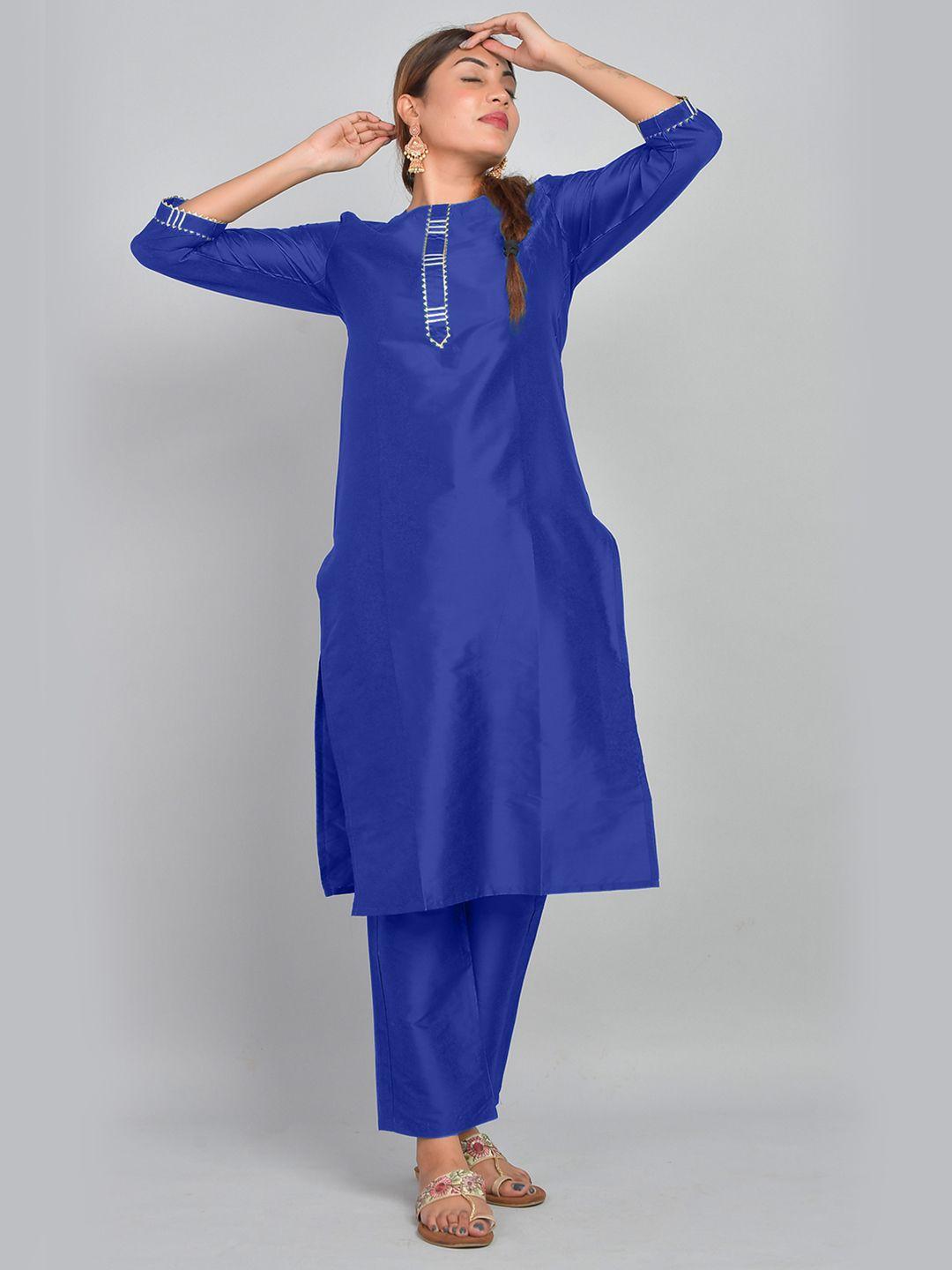riara women blue kurti with trousers